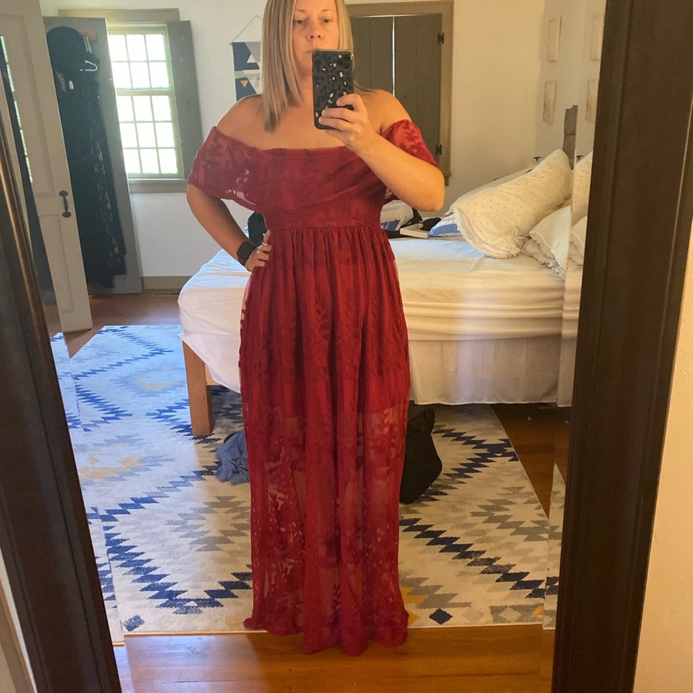 Burgundy/Maroon off the shoulder Dress M